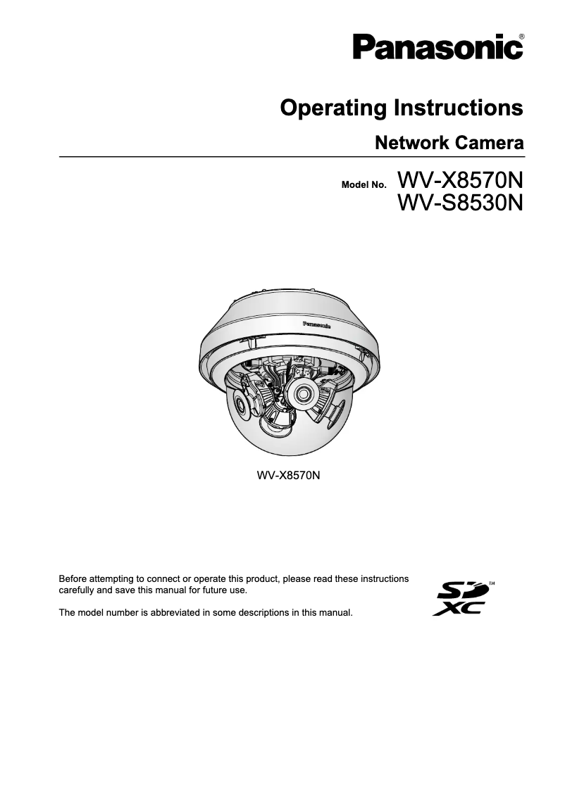 First page image of the manual for WV-S8530N