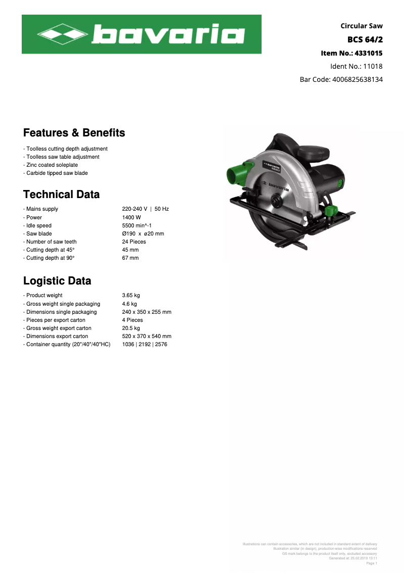 First page image of the manual for BCS 64/2