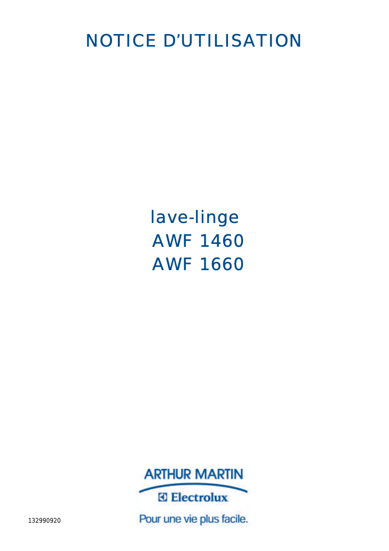 First page image of the manual for AWF 1460