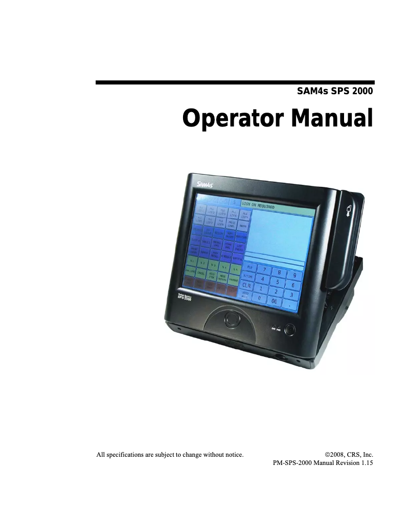 First page image of the manual for SPS-2000