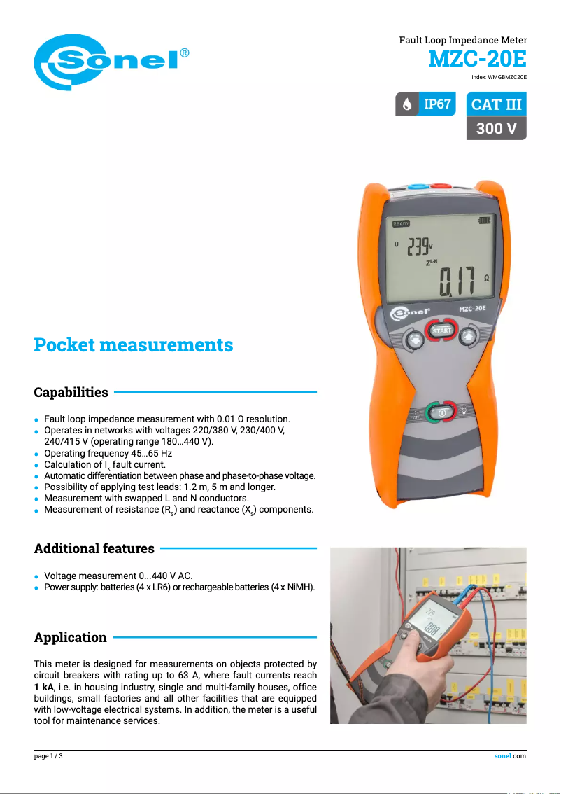 First page image of the manual for MZC-20E