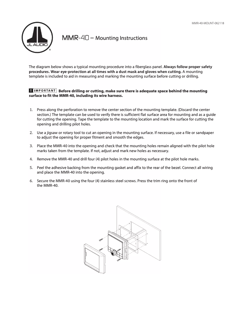 Page 1 of the manual Instructions / Assembly JL Audio MMR-40