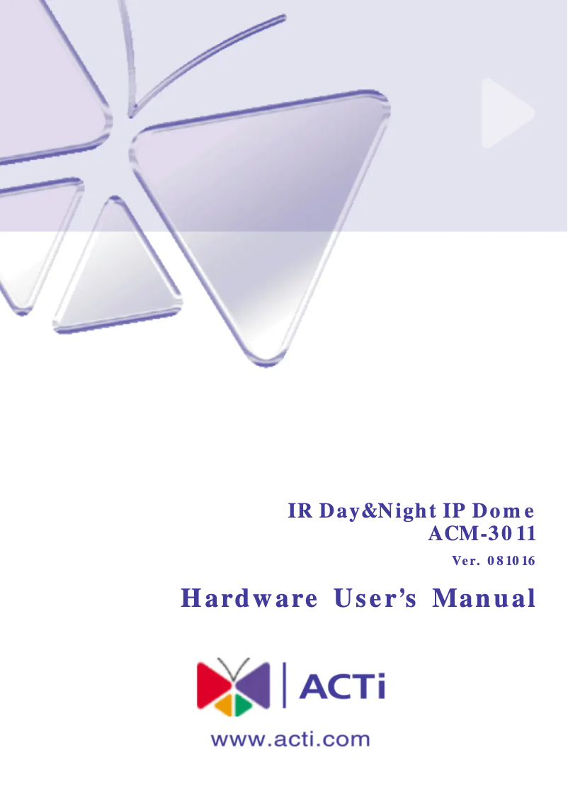 Page 1 of the manual User Manual ACTi ACM-3011
