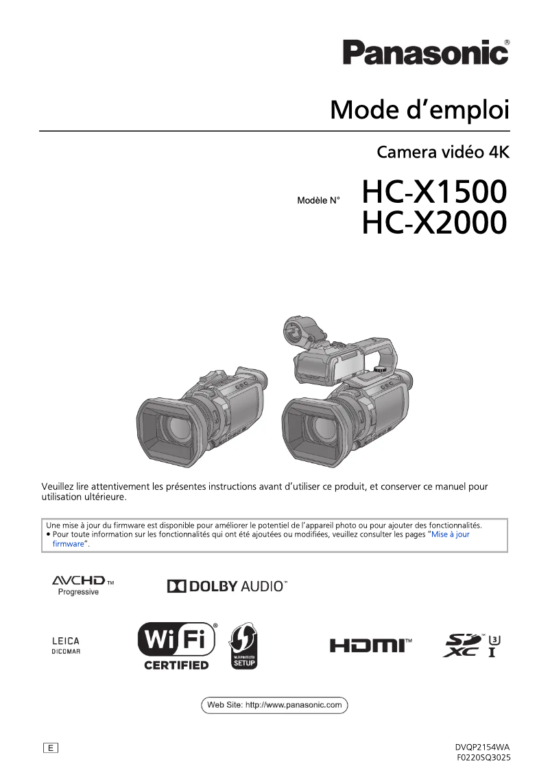 First page image of the manual for HC-X1500