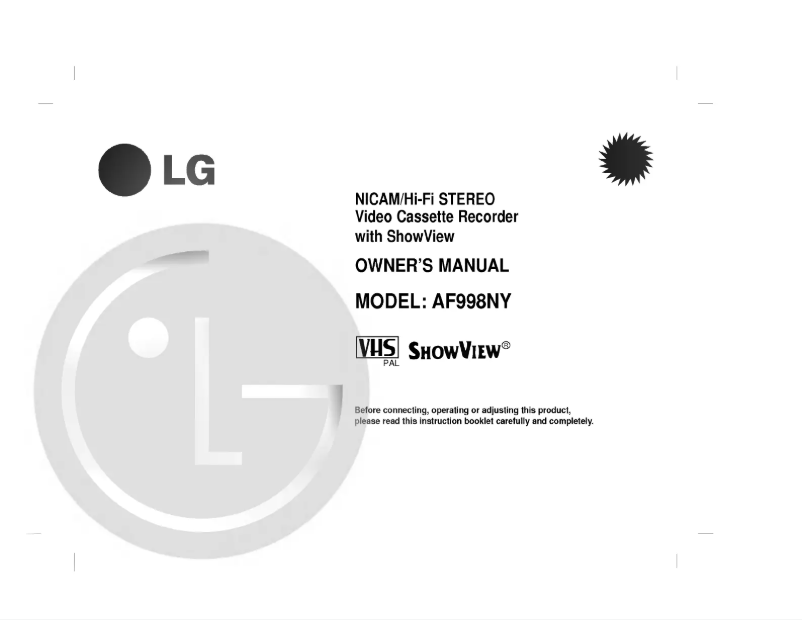 First page image of the manual for AF998NY