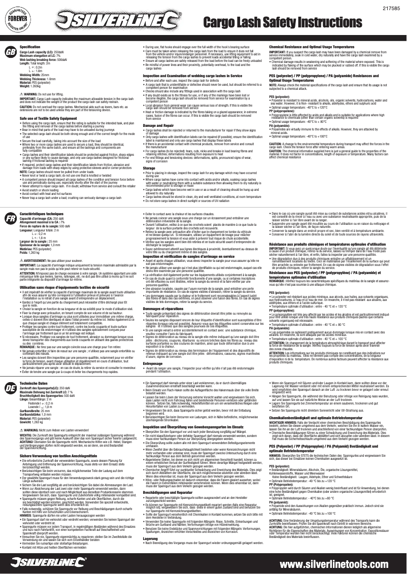 Page 1 of the manual User Manual Silverline 217585