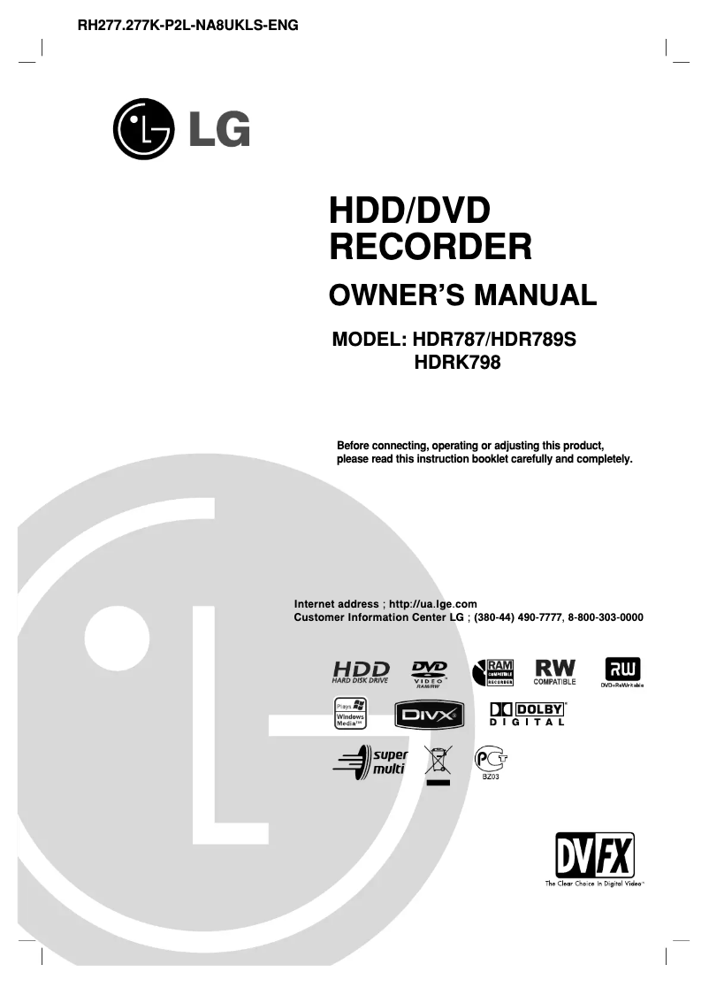 First page image of the manual for RH277-P2L