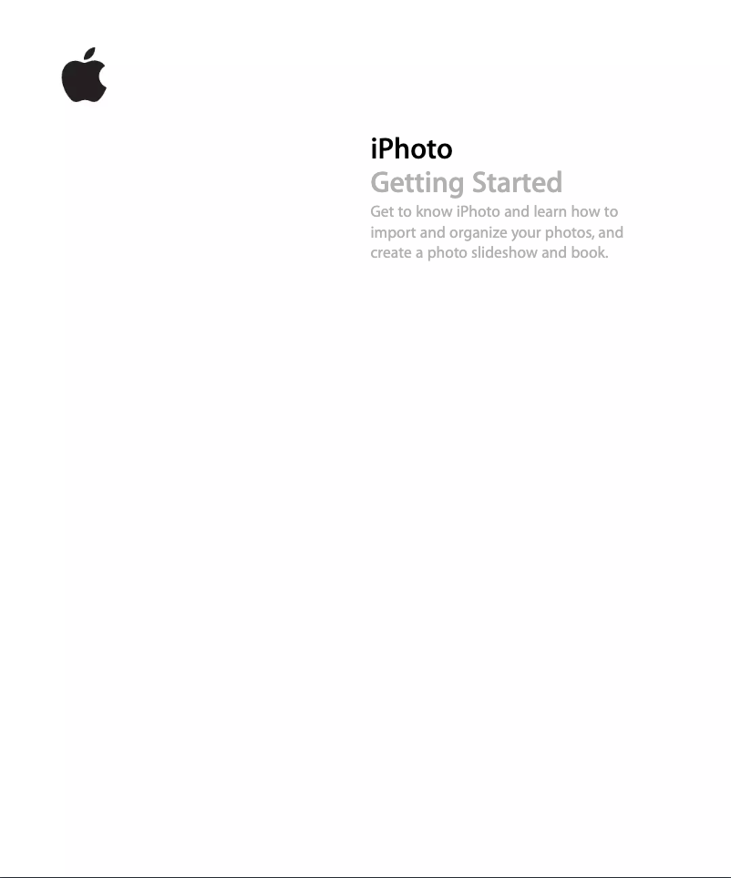 Page 1 of the manual Quick Start Guide Apple IPhoto 08
