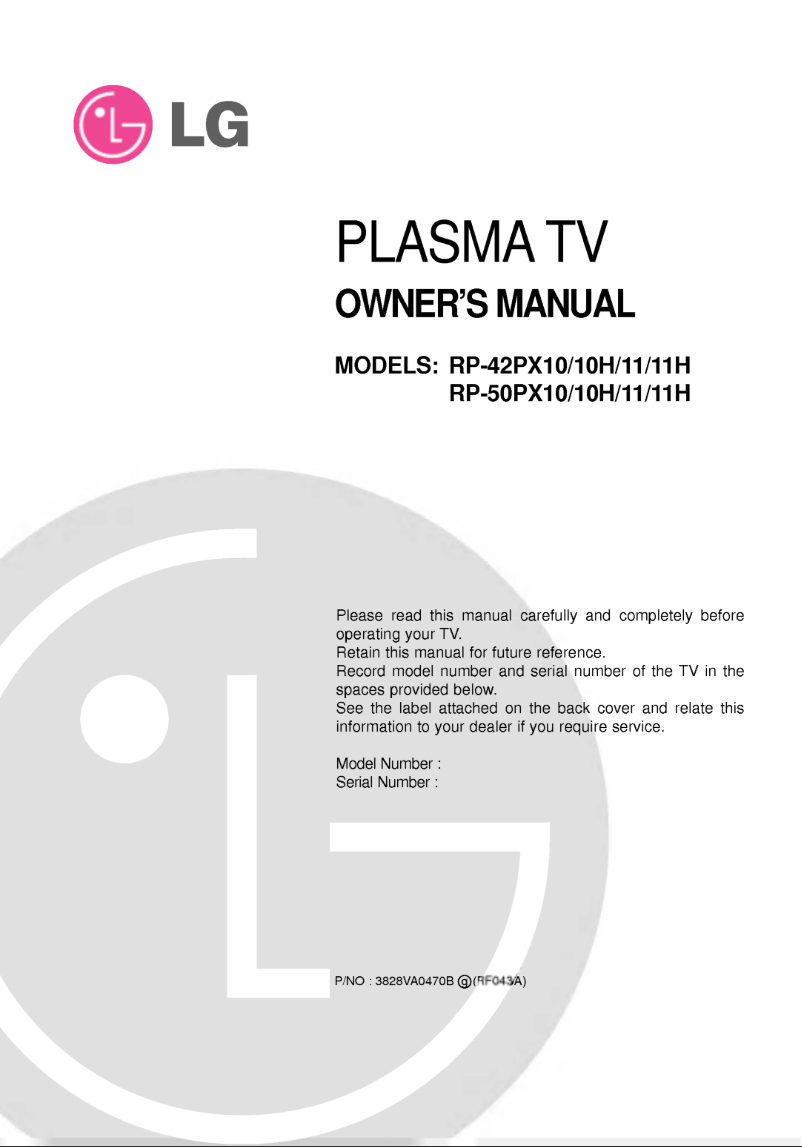 Page 1 of the manual User Manual LG RP-42PX11