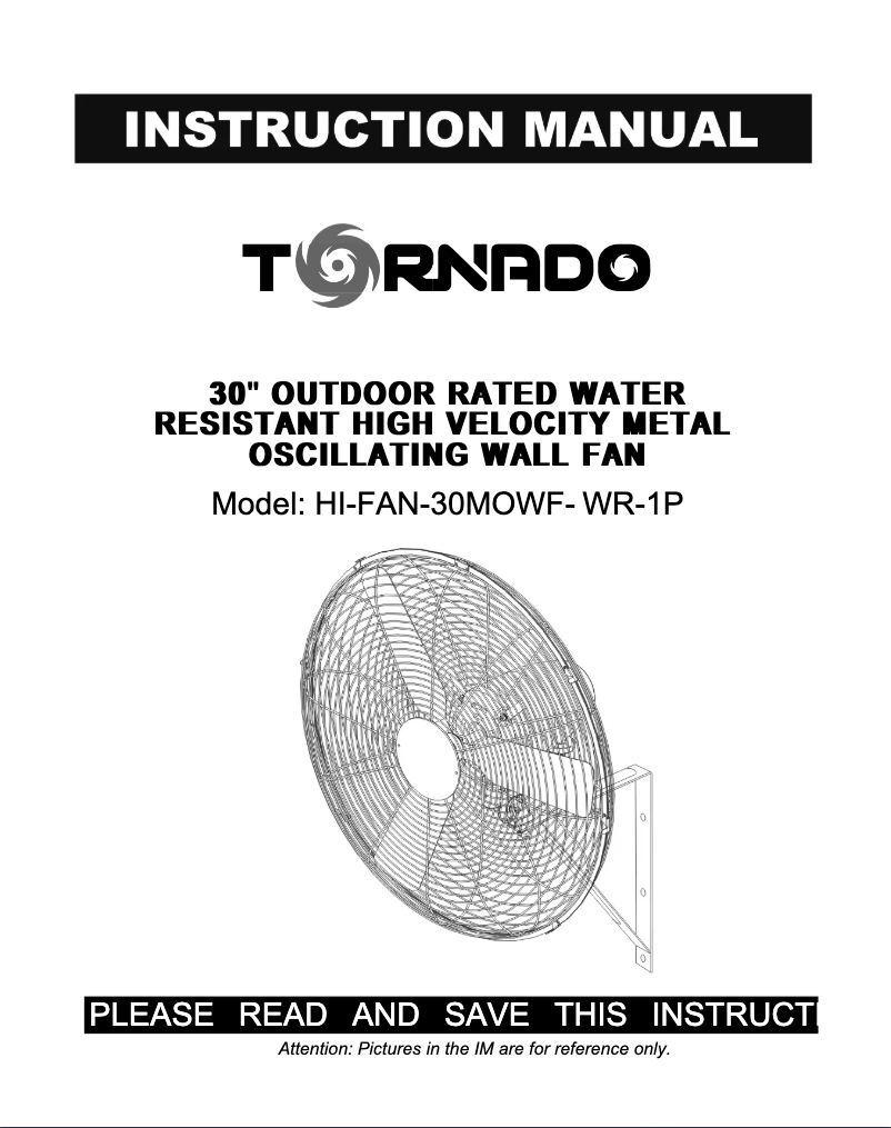 First page image of the manual for HI-FAN-30MOWF-WR-1P