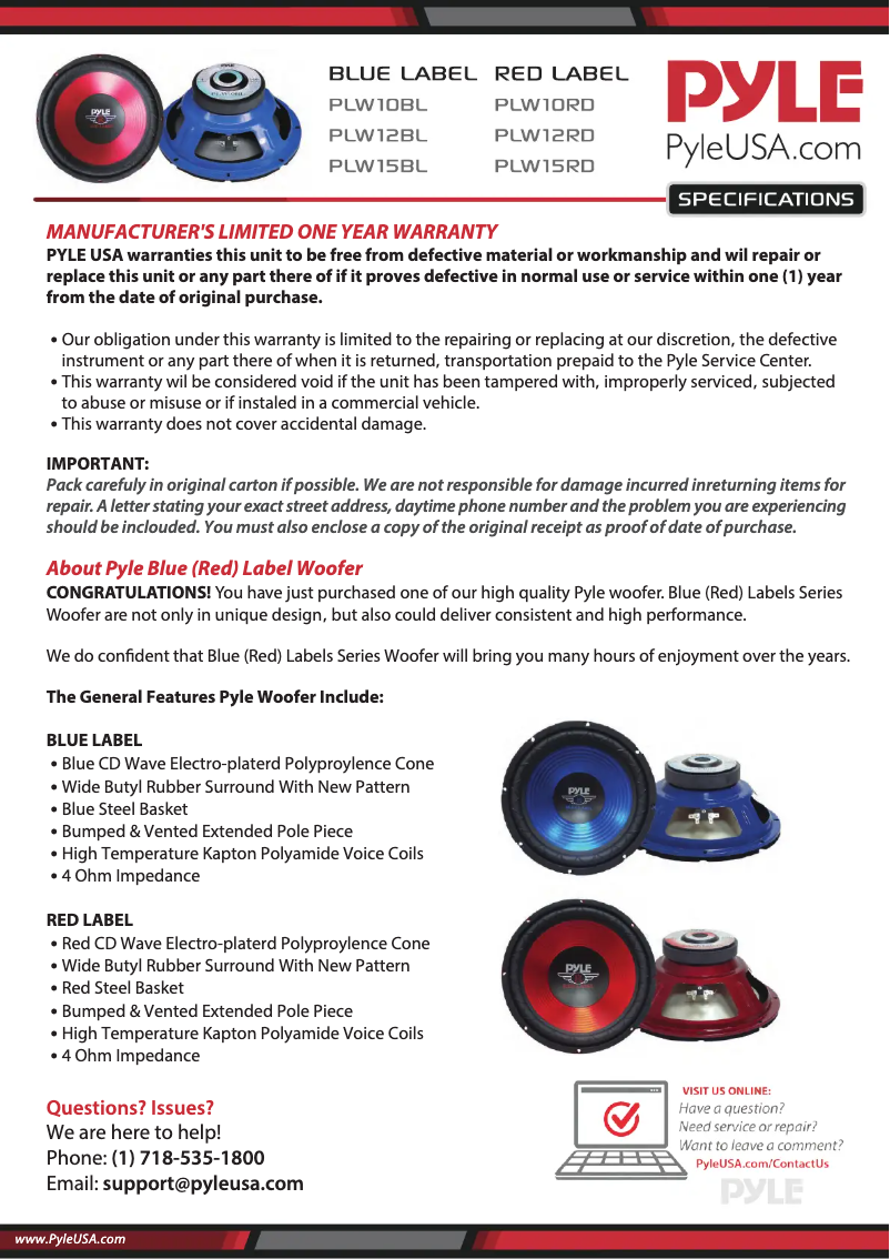 First page image of the manual for PLW15RD