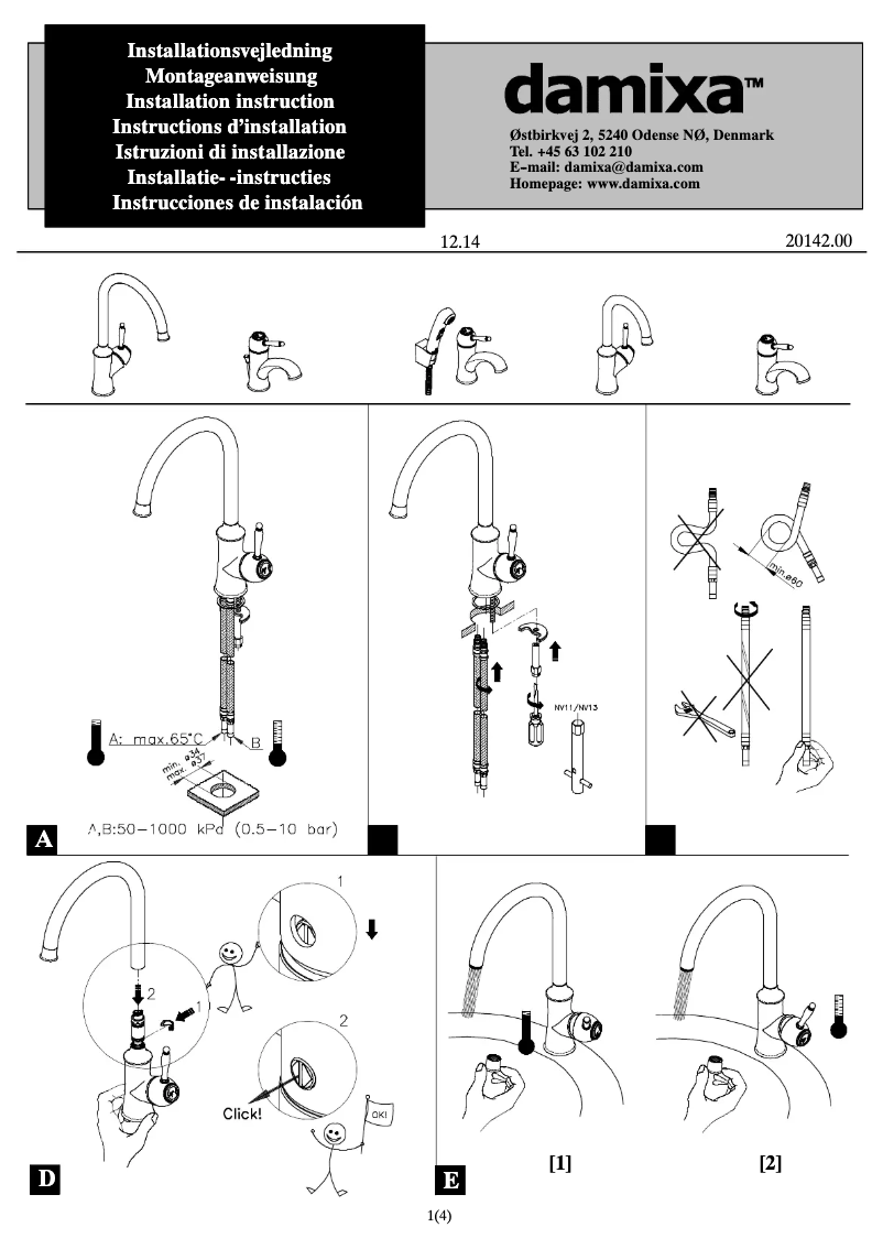 Page 1 of the manual User Manual Damixa 3782100