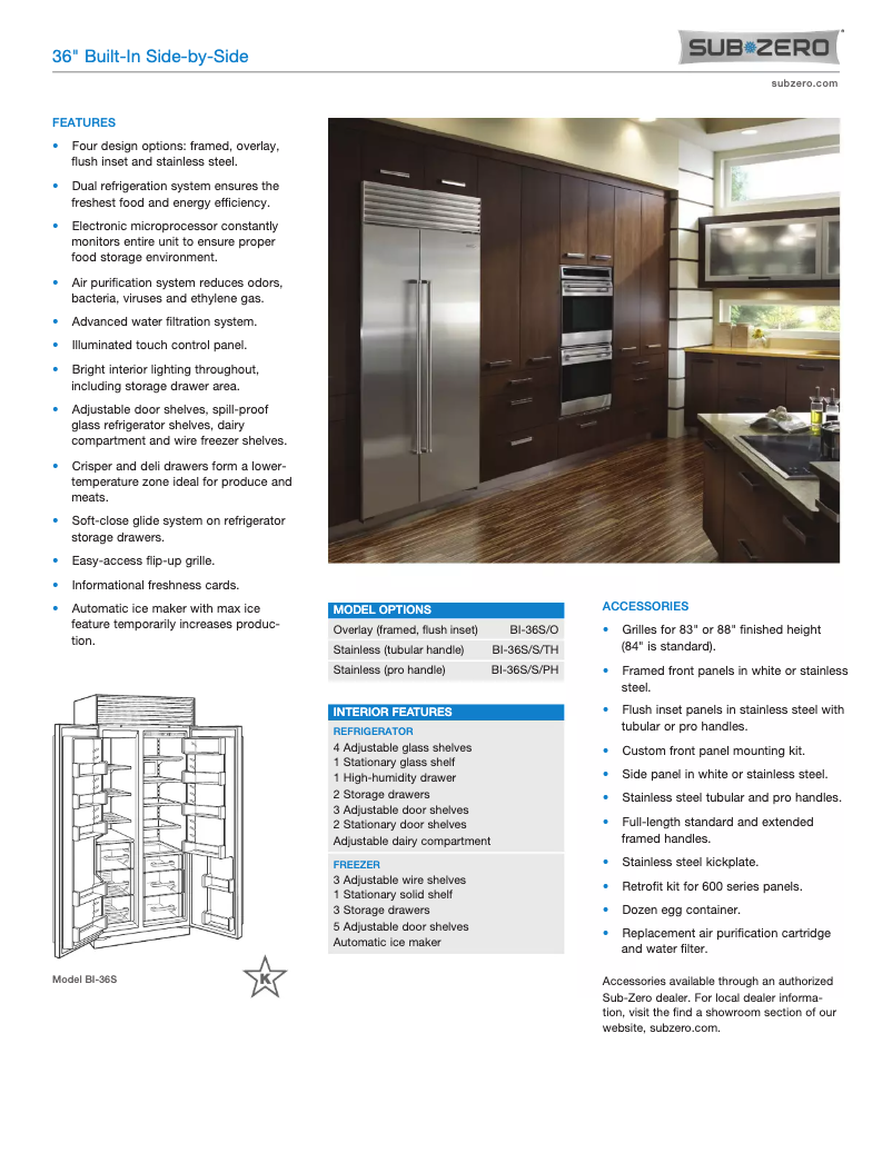 Page 1 of the manual User Manual Sub-Zero BI-36S/S/TH