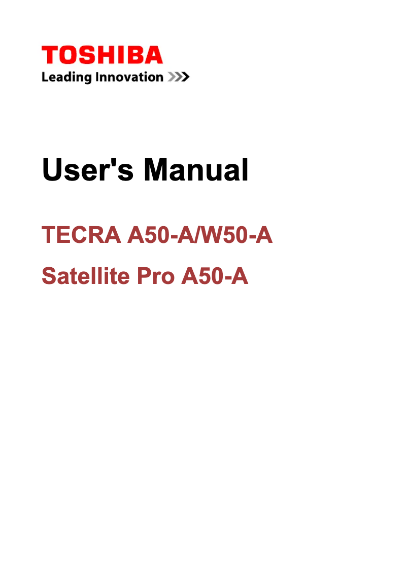 First page image of the manual for Tecra W50