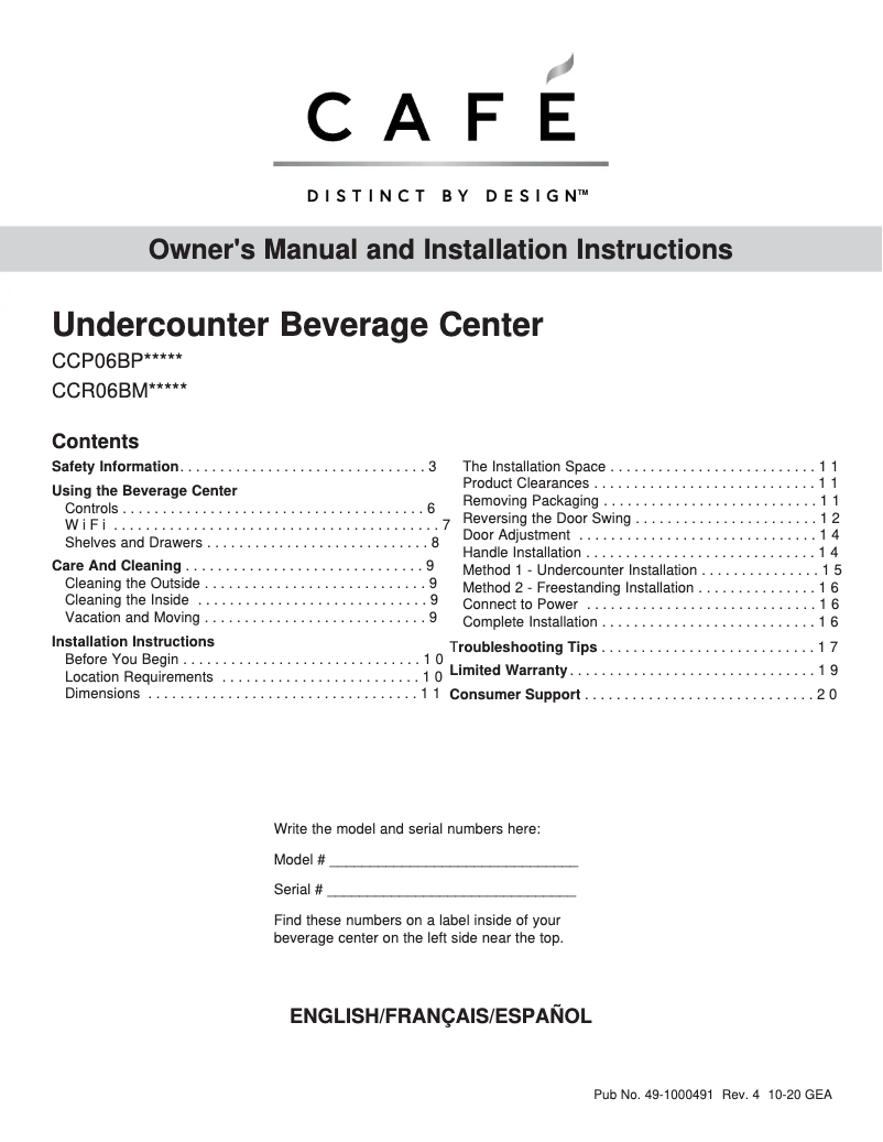 Page 1 of the manual Use and Maintenance Manual GE CCP06BP3PD1