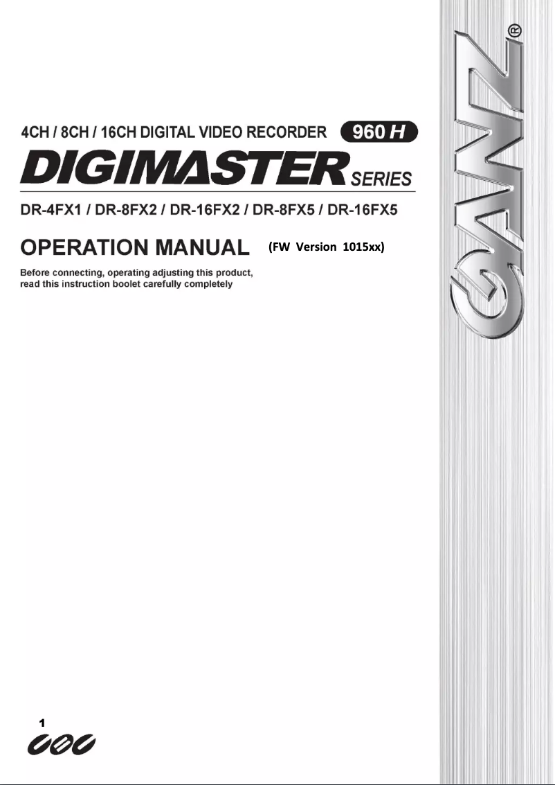Page 1 of the manual User Manual Ganz Digimaster DR-16FX2