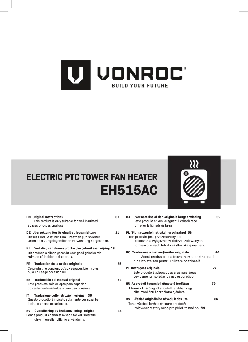 Page 1 of the manual User Manual Vonroc EH515AC