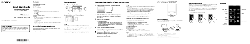 Page 1 of the manual Installation Guide Sony NWZ-A865