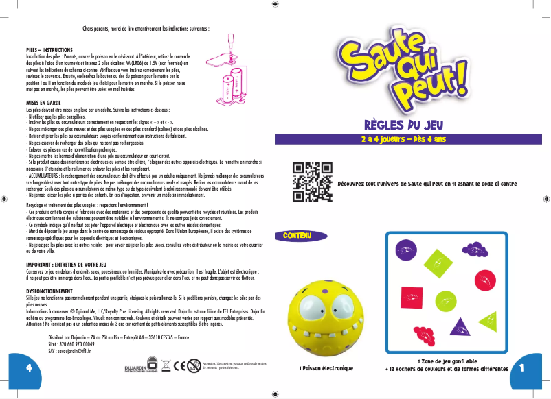 First page image of the manual for Saute Qui Peut