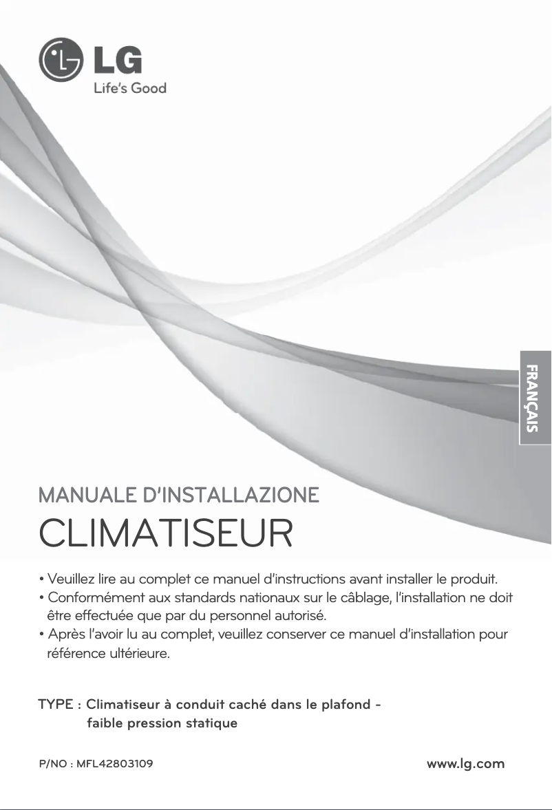 Page 1 of the manual Installation Guide LG ARNU24GB2G2