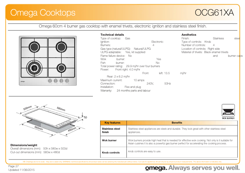 First page image of the manual for OCG61XA