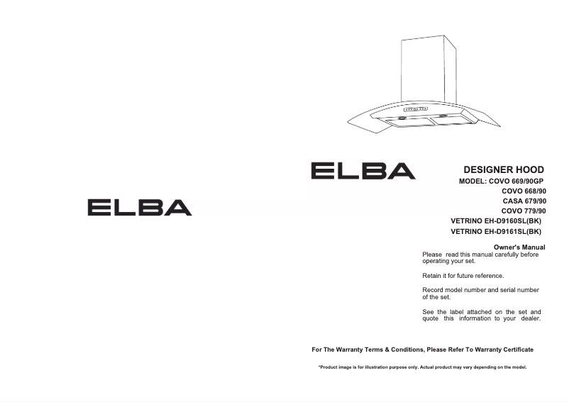 Page 1 of the manual User Manual Elba VETRINO EH-D9160SL(BK)