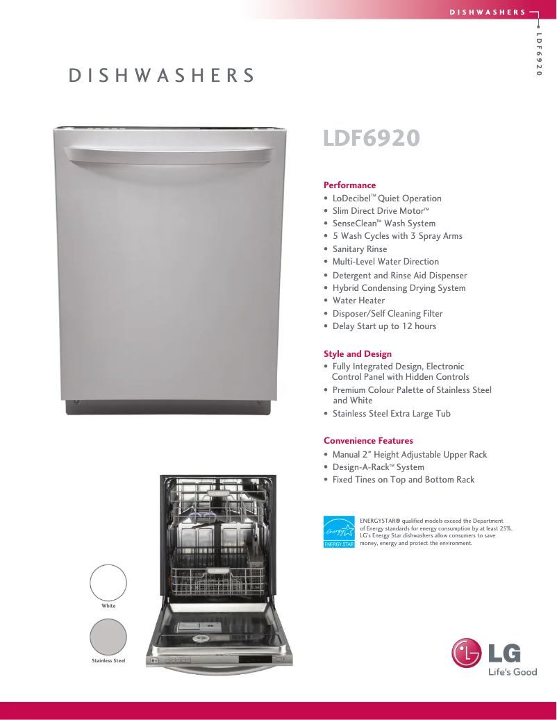 First page image of the manual for LDF6920WW