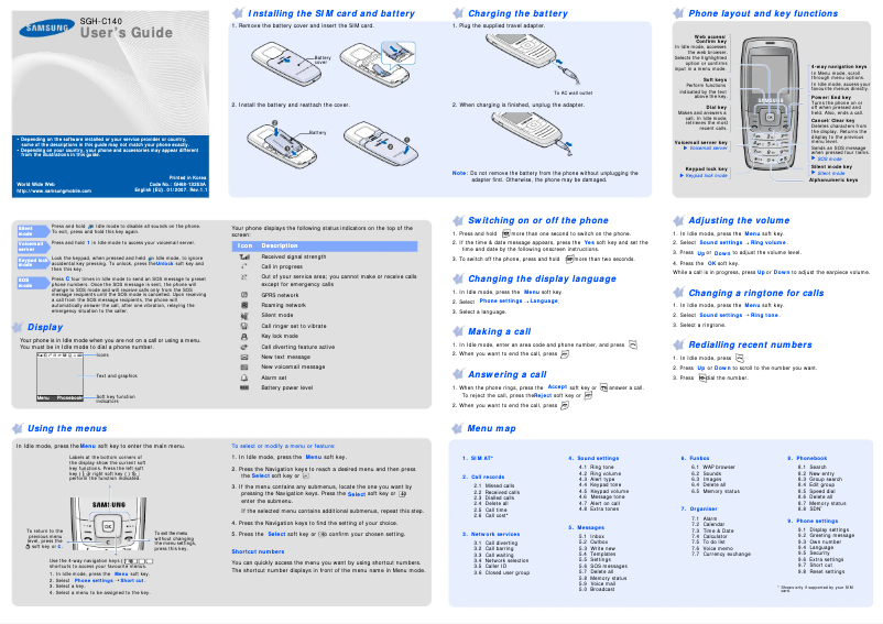 Page 1 of the manual User Manual Samsung SGH-C140