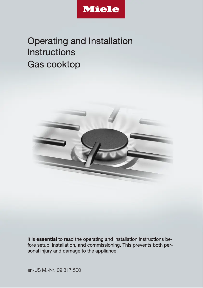 Page 1 of the manual Installation Guide Miele KM 3010 G