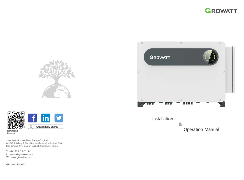 Page 1 of the manual User Manual Growatt MAX 125KTL3-X LV