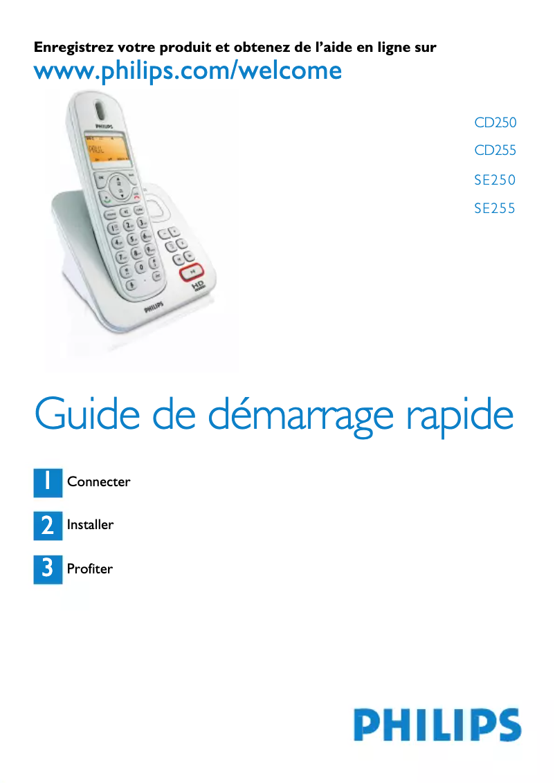 Page 1 of the manual Quick Start Guide Philips SE2501B