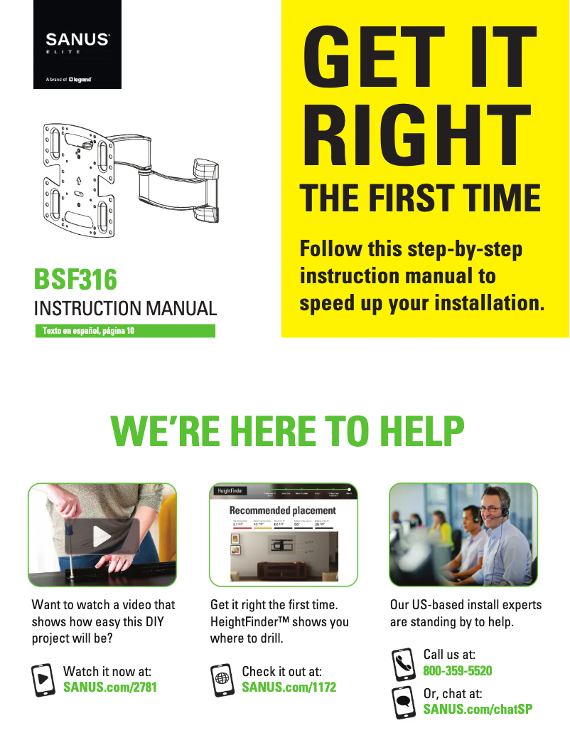 Page 1 of the manual User Manual Sanus BSF316