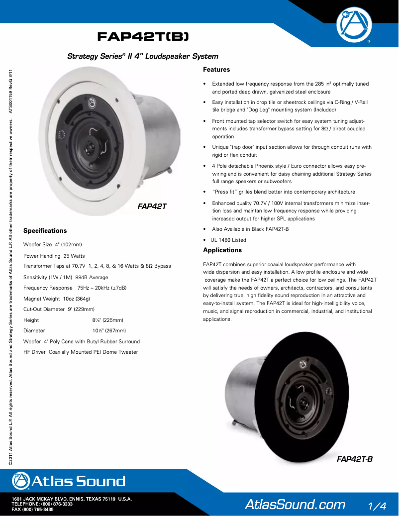 First page image of the manual for FAP42TB