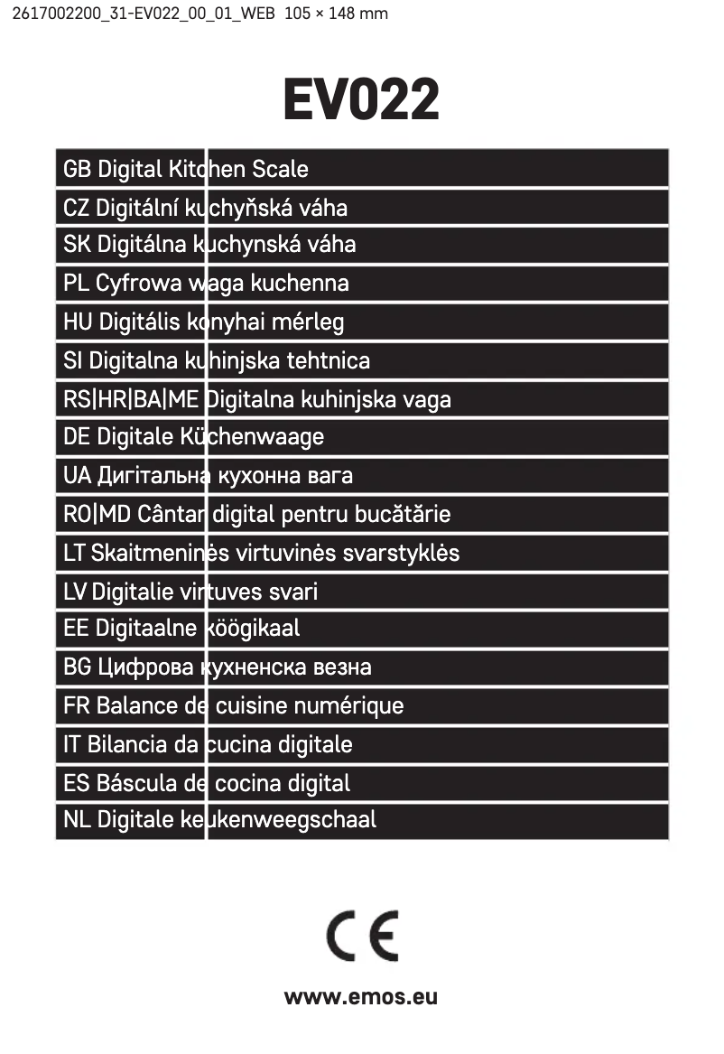 Page 1 of the manual User Manual Emos EV022