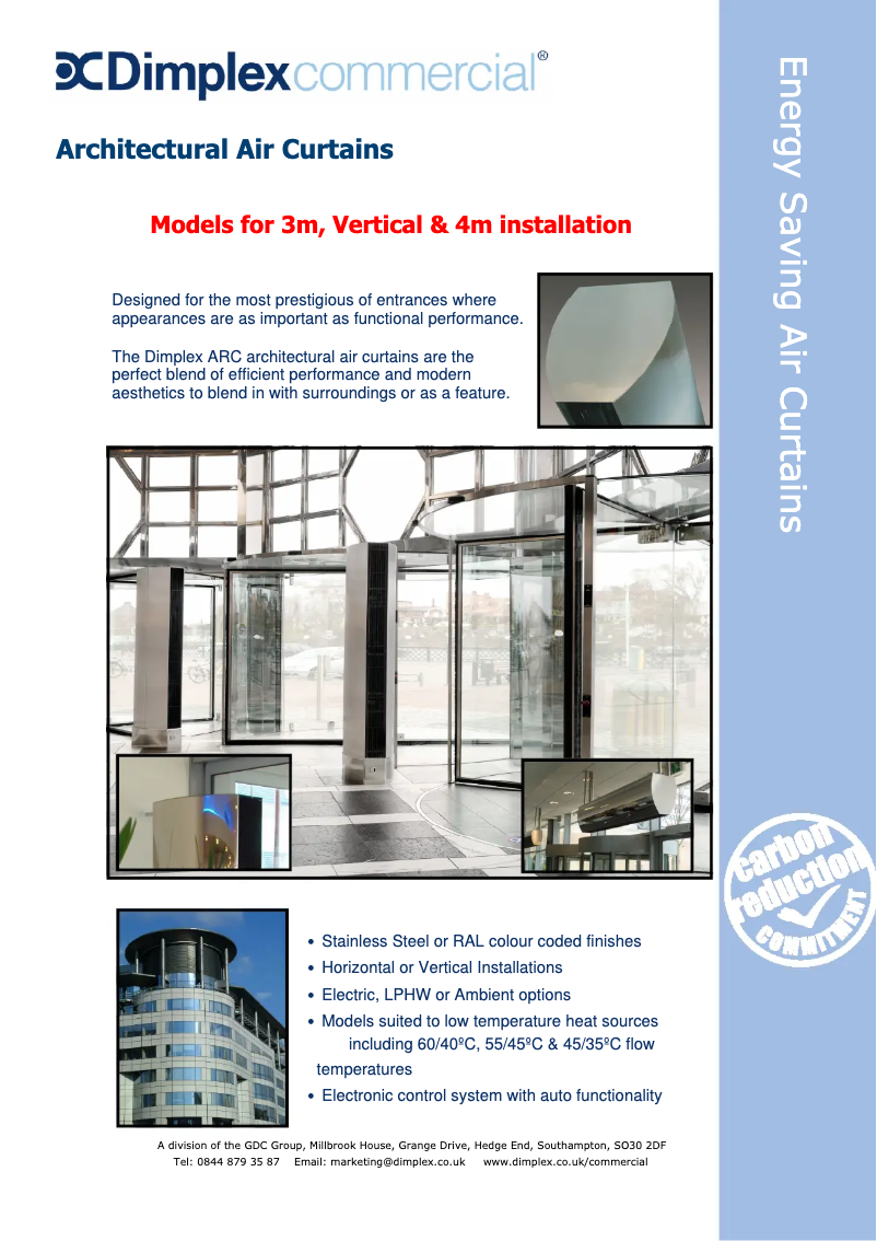 Page 1 of the manual Technical Sheet Dimplex ARC10A