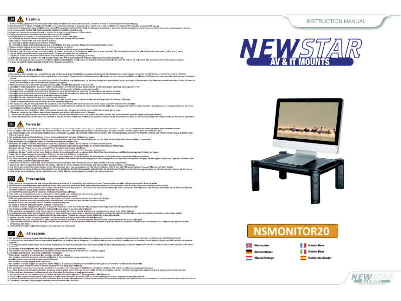 Page 1 of the manual User Manual Newstar NSMONITOR20