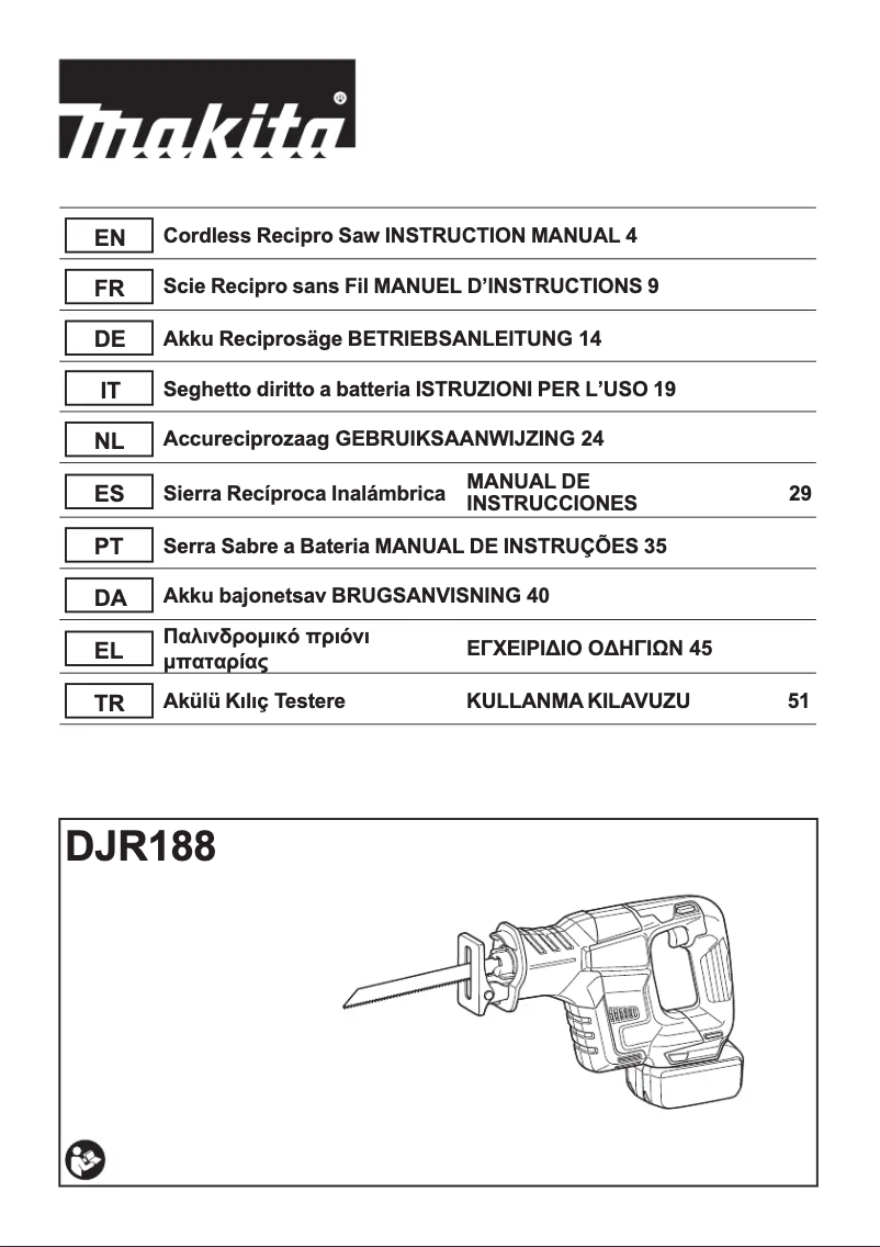 Page 1 of the manual User Manual Makita DJR188Z