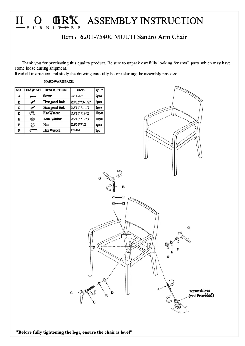 Page 1 of the manual User Manual Hooker 6201-75400 MULTI
