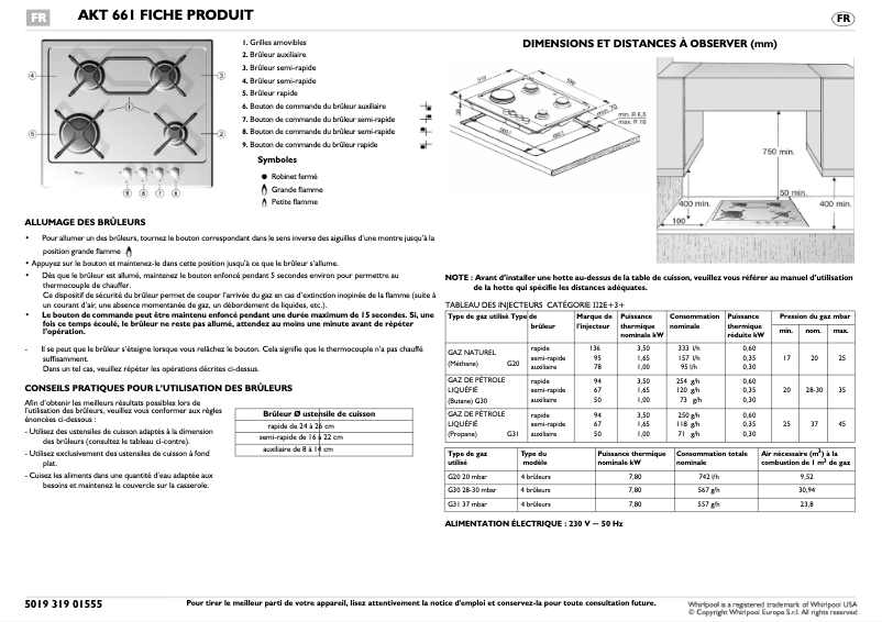 First page image of the manual for AKT661IXL