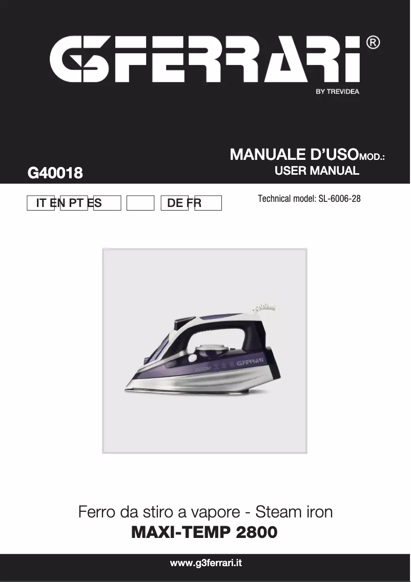 Page 1 de la notice Manuel utilisateur G3 Ferrari Maxi-Temp 2800 G40018