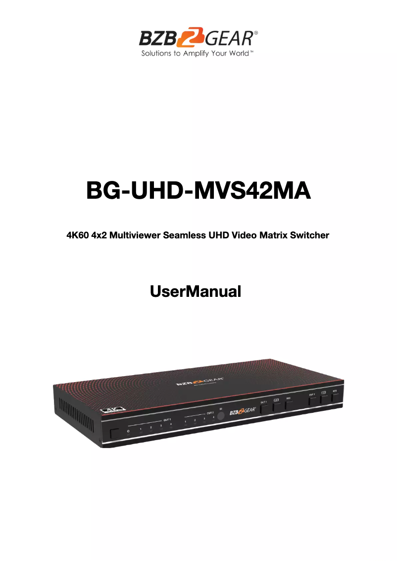 Page 1 de la notice Manuel utilisateur BZBGear BG-UHD-MVS42MA