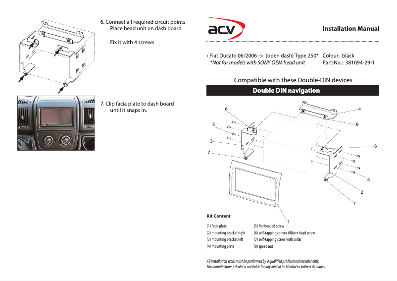 Page 1 of the manual User Manual Alpine APF-F281094-29-1DU