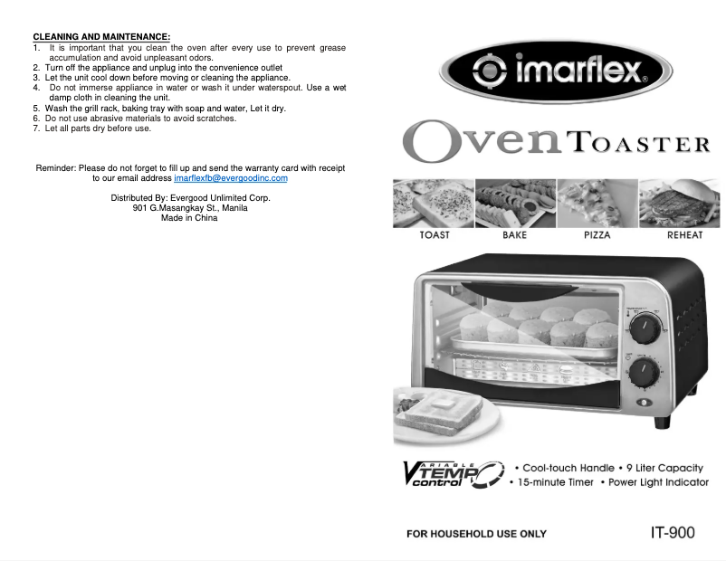 First page image of the manual for IT-900