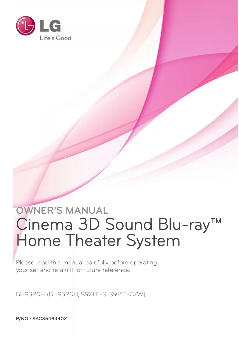 First page image of the manual for BH9320H