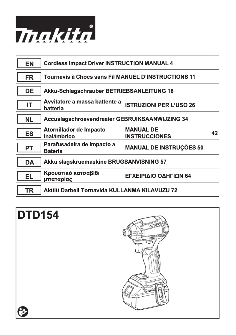 Page 1 of the manual User Manual Makita DTD154ZJ