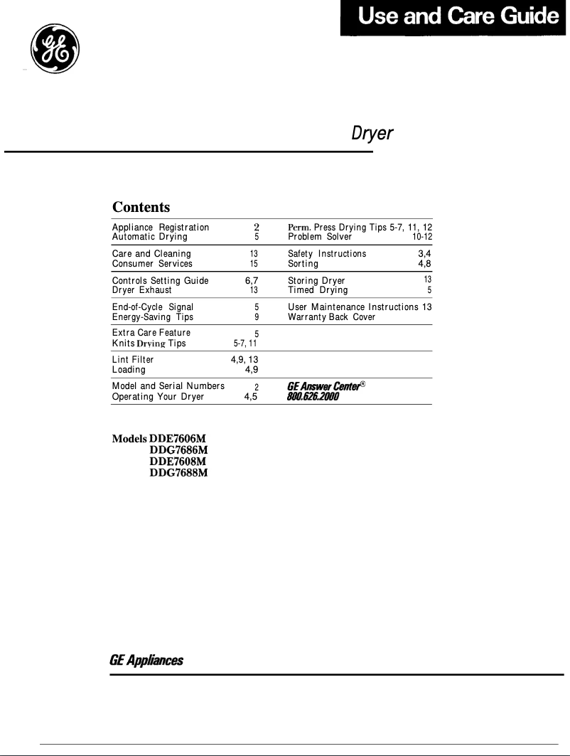 First page image of the manual for DDG7686M