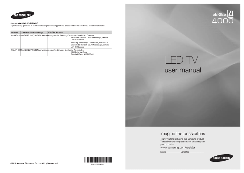 Page 1 of the manual User Manual Samsung UN26C4000