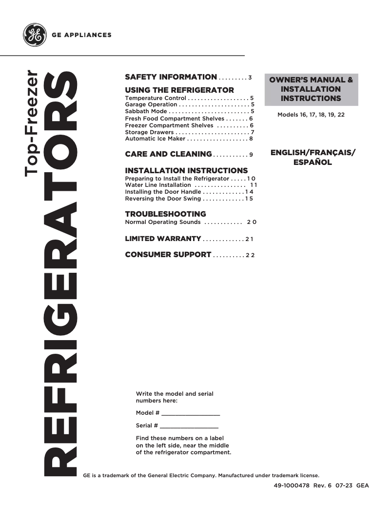 Page 1 of the manual Installation Guide Hotpoint HPS16BTNRWW