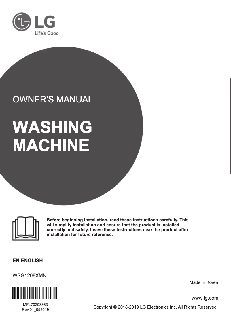 First page image of the manual for WSG1208XMN