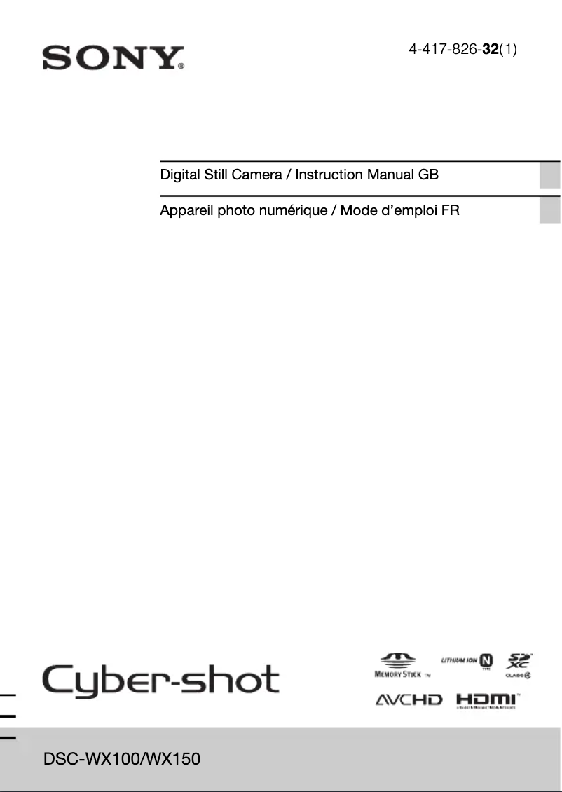 First page image of the manual for Cybershot DSC-WX100